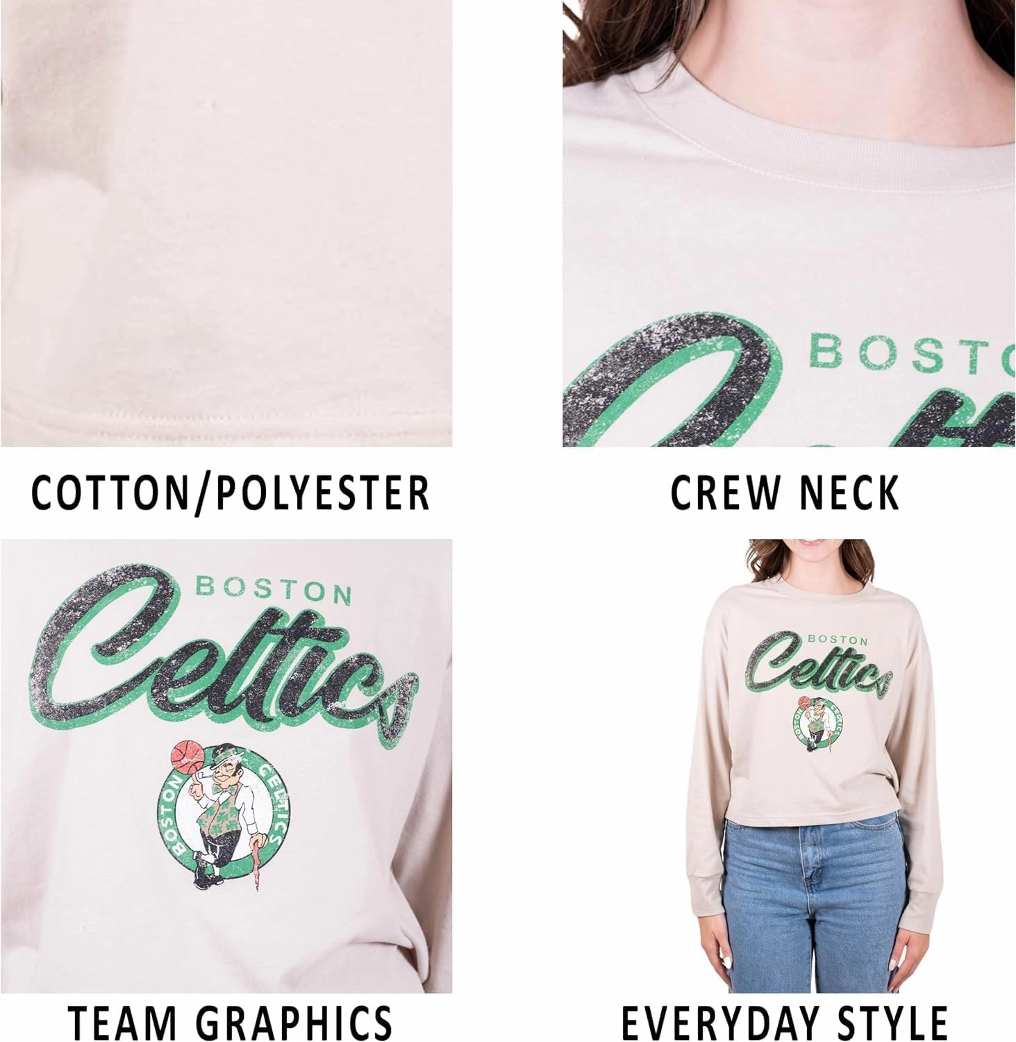 Ultra Game Women's NBA Super Soft Crop Top Pullover Sweatshirt