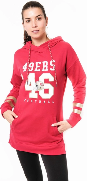 Ultra Game Women's NFL Official Soft French Terry Tunic Hoodie Pullover Sweatshirt