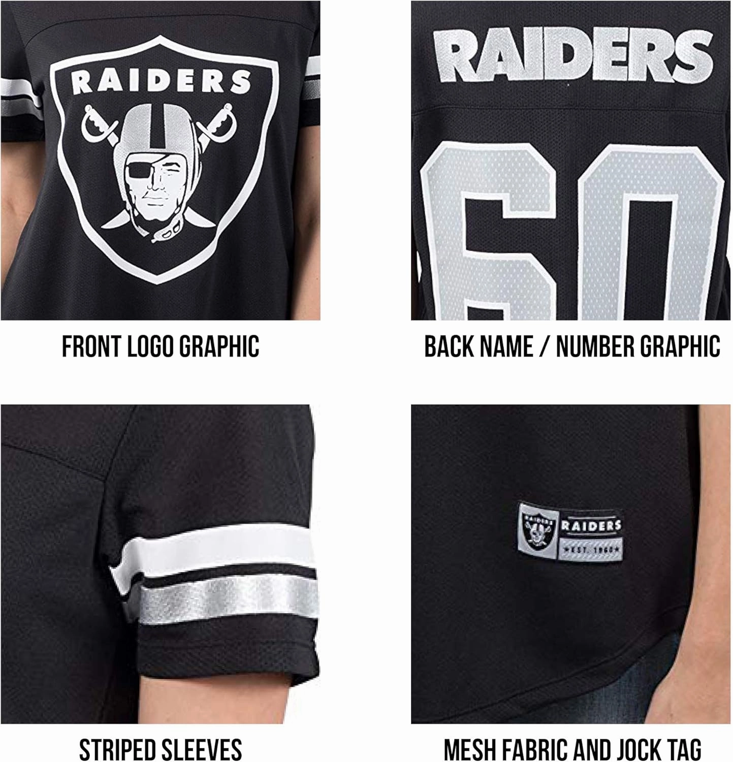Ultra Game Women's NFL Official Soft Mesh Varsity Stripe T-Shirt