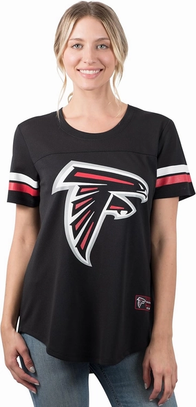 Ultra Game Women's NFL Official Soft Mesh Varsity Stripe T-Shirt
