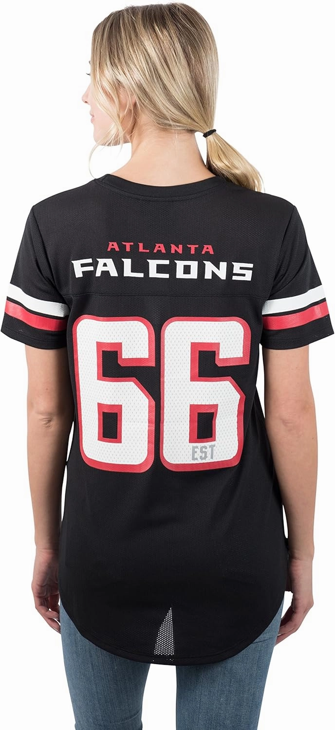 Ultra Game Women's NFL Official Soft Mesh Varsity Stripe T-Shirt