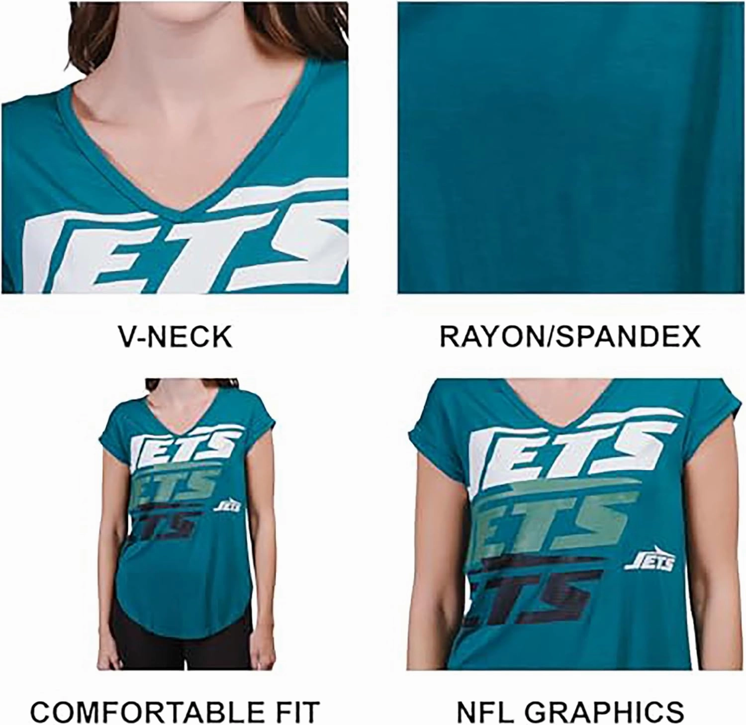 Ultra Game Women’s NFL Official Super Soft Modal Vintage V-Neck T-Shirt