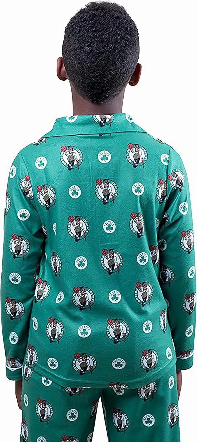 Ultra Game Youth NBA Official 2-Piece Super Soft Button Down Pajamas Set