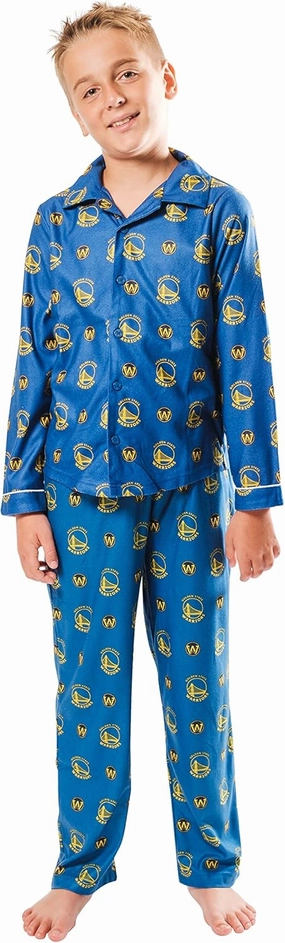 Ultra Game Youth NBA Official 2-Piece Super Soft Button Down Pajamas Set