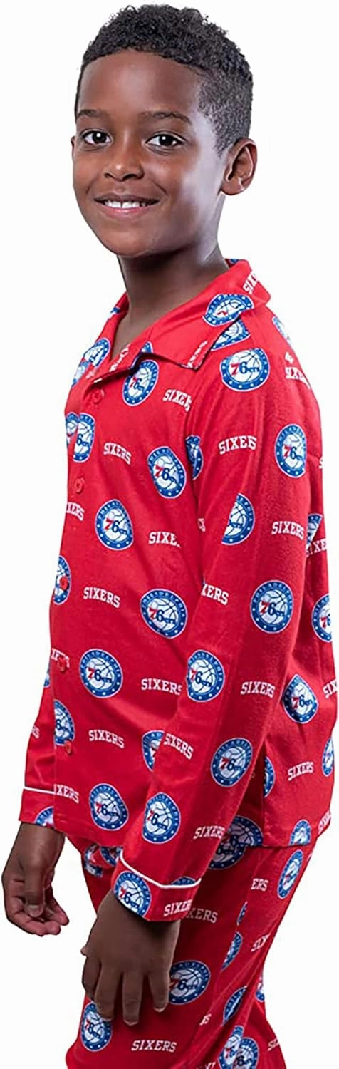 Ultra Game Youth NBA Official 2-Piece Super Soft Button Down Pajamas Set