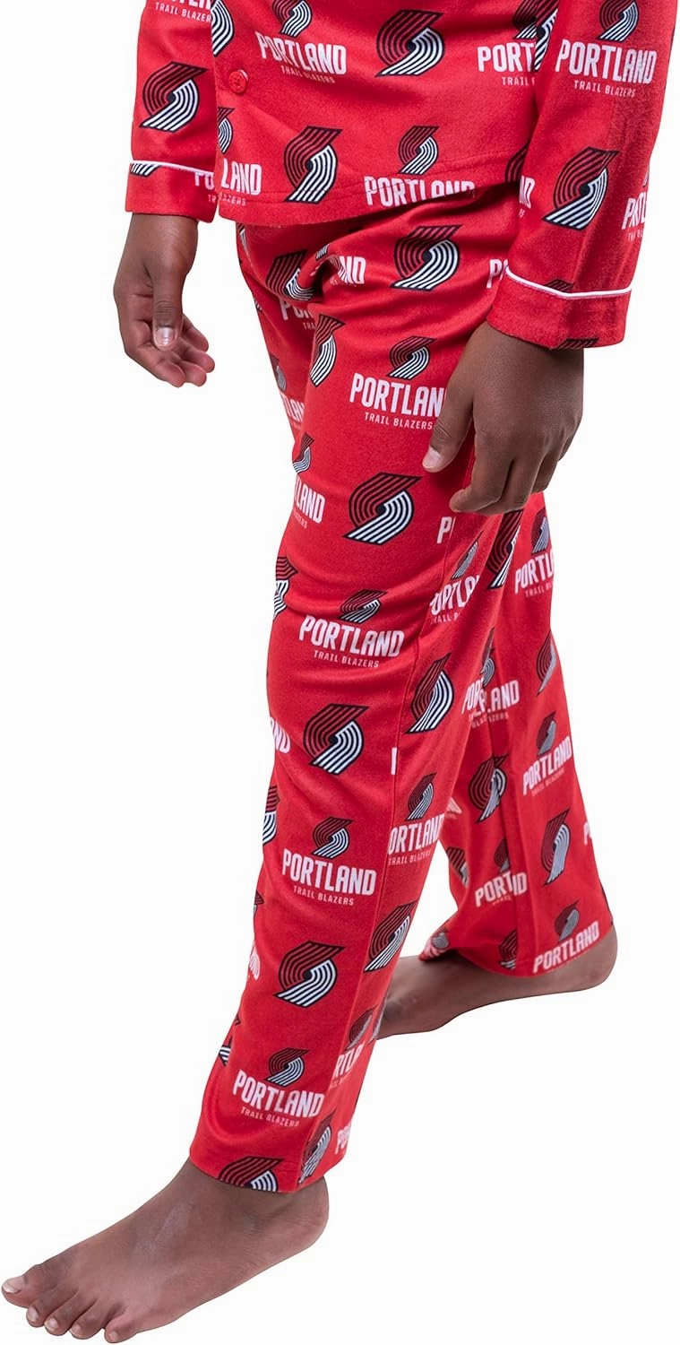 Ultra Game Youth NBA Official 2-Piece Super Soft Button Down Pajamas Set