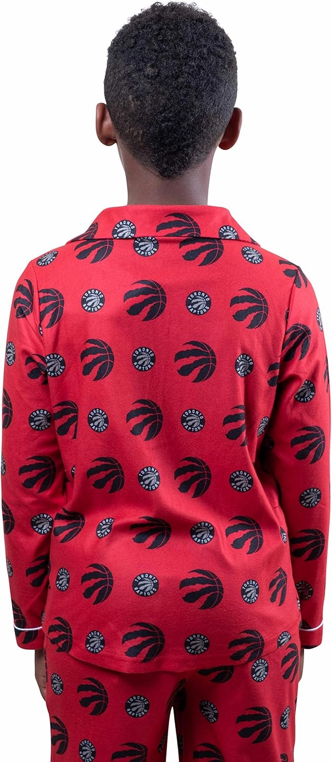 Ultra Game Youth NBA Official 2-Piece Super Soft Button Down Pajamas Set