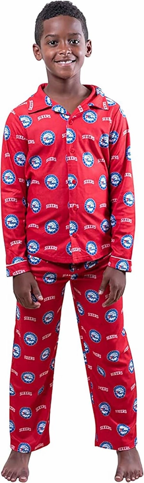 Ultra Game Youth NBA Official 2-Piece Super Soft Button Down Pajamas Set