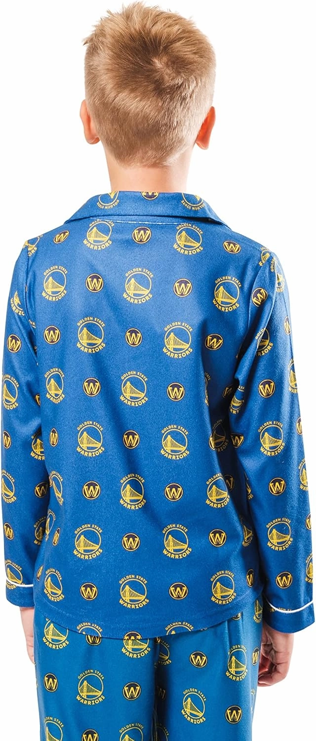 Ultra Game Youth NBA Official 2-Piece Super Soft Button Down Pajamas Set