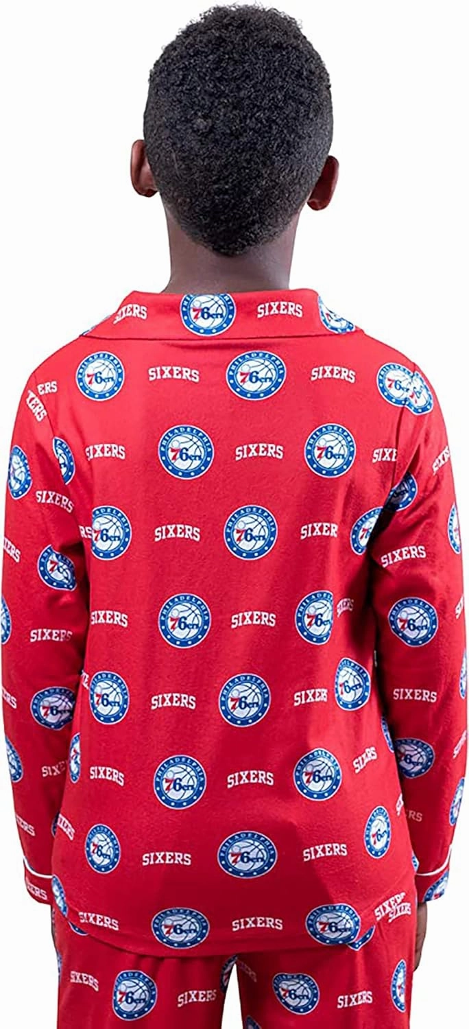 Ultra Game Youth NBA Official 2-Piece Super Soft Button Down Pajamas Set