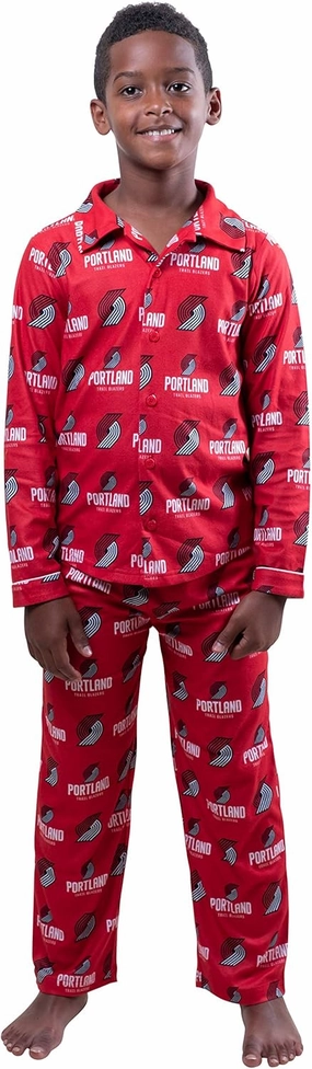 Ultra Game Youth NBA Official 2-Piece Super Soft Button Down Pajamas Set