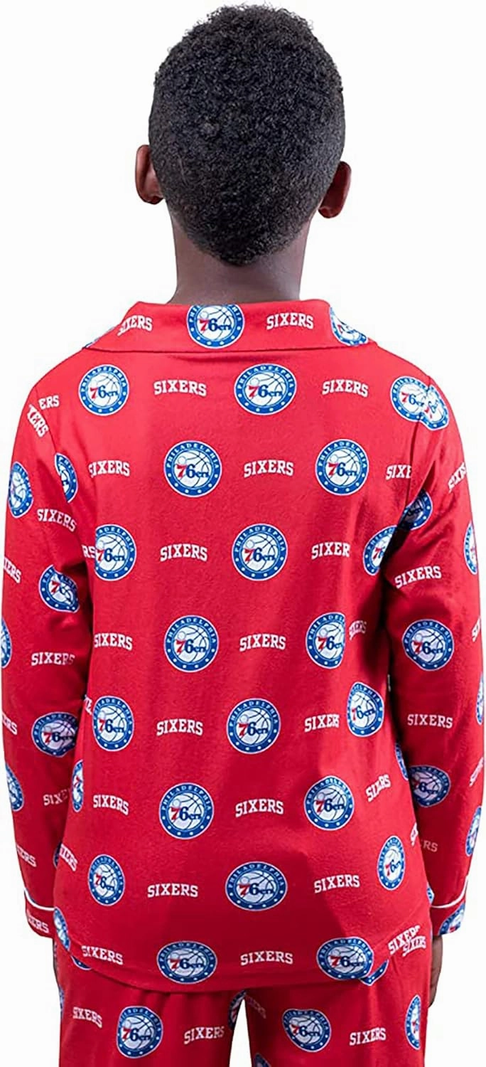 Ultra Game Youth NBA Official 2-Piece Super Soft Button Down Pajamas Set