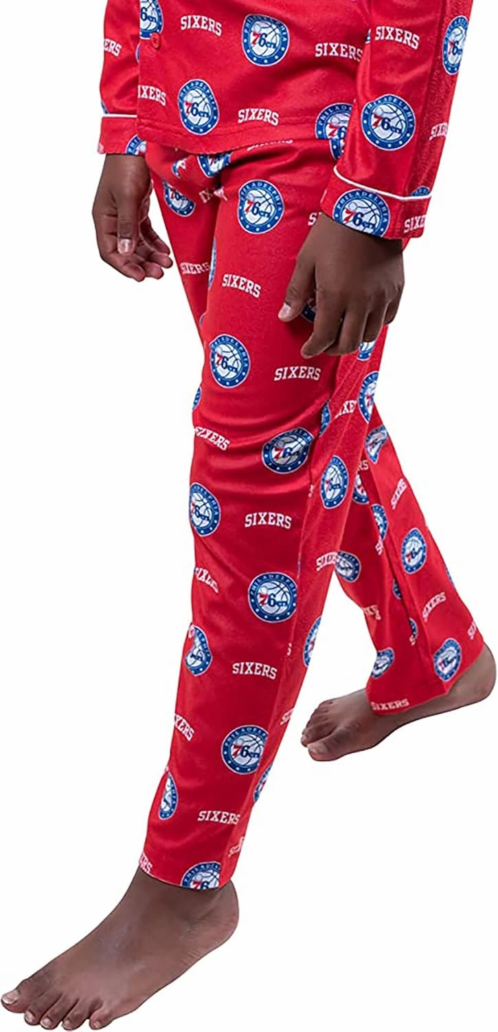 Ultra Game Youth NBA Official 2-Piece Super Soft Button Down Pajamas Set
