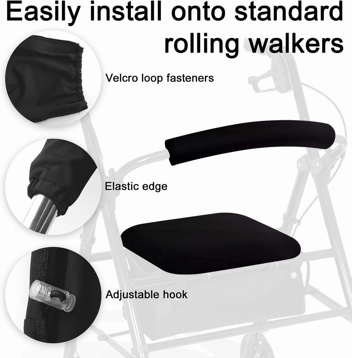 Unisex Rollator Walker Seat and Backrest Rollbar Covers Universal Soft Rollator Accessories Colorful Printing Patterns