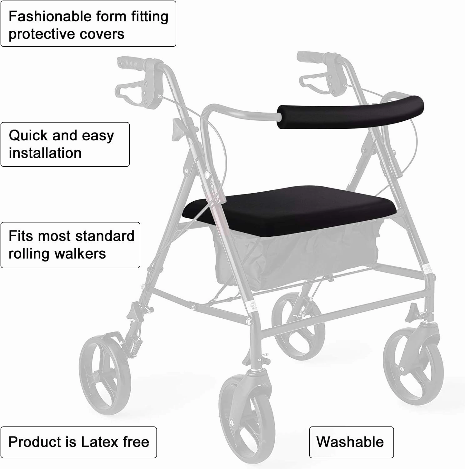 Unisex Rollator Walker Seat and Backrest Rollbar Covers Universal Soft Rollator Accessories Colorful Printing Patterns