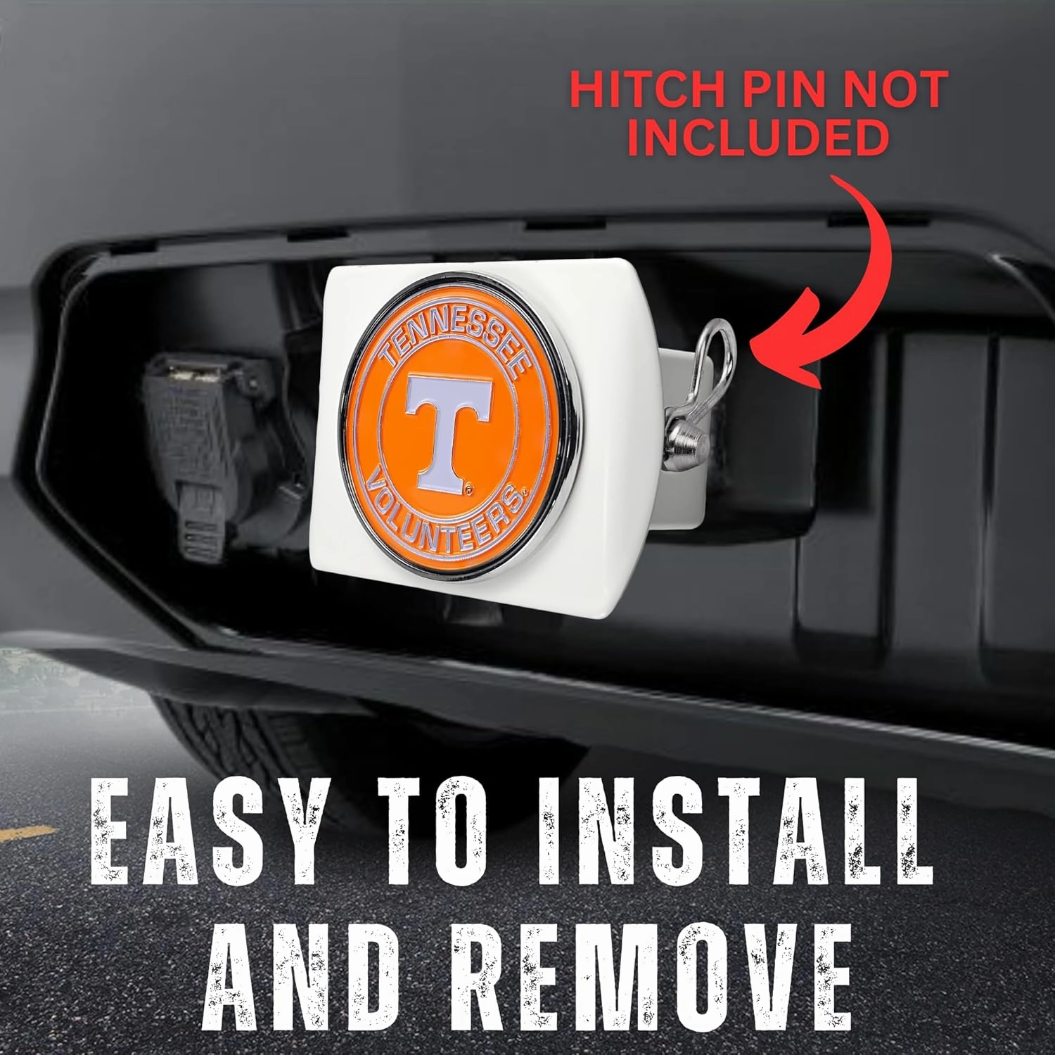 University of Tennessee Volunteers White Metal Hitch Cover with 3D Colored Team Logo by FANMATS - Round Molded Design – Easy Installation on Truck, SUV, Car - Ideal Gift for NCAA College Fan/Student