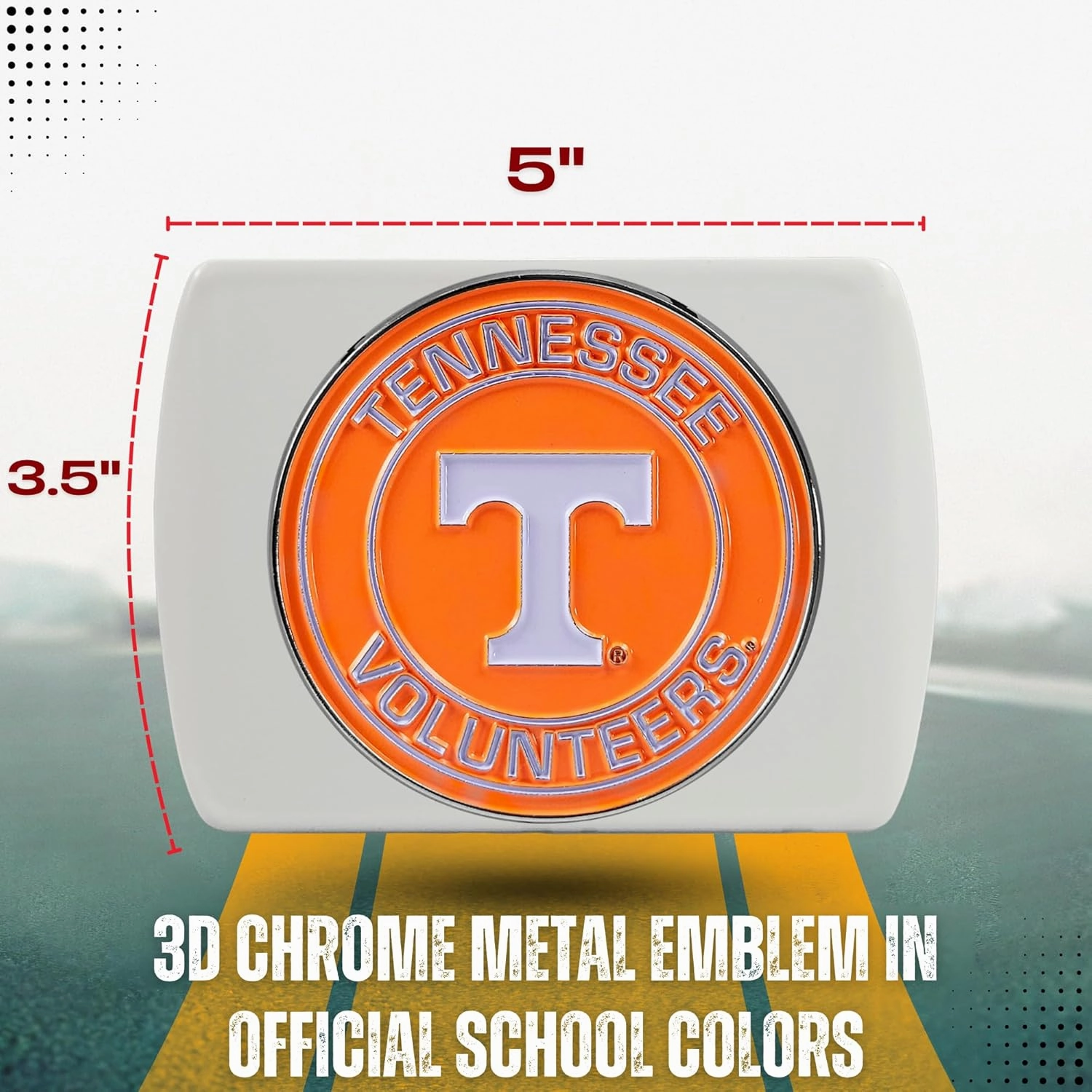 University of Tennessee Volunteers White Metal Hitch Cover with 3D Colored Team Logo by FANMATS - Round Molded Design – Easy Installation on Truck, SUV, Car - Ideal Gift for NCAA College Fan/Student