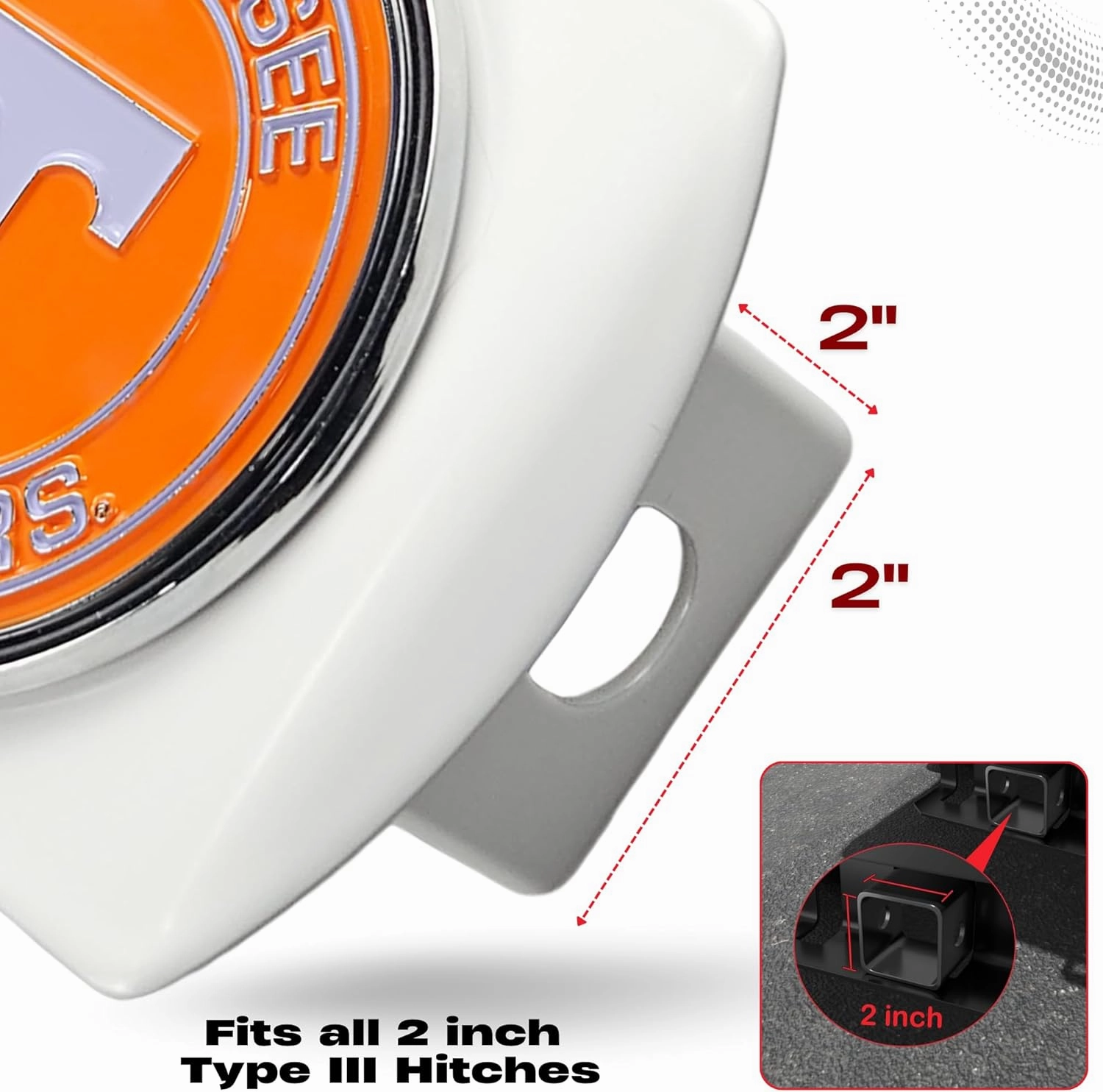 University of Tennessee Volunteers White Metal Hitch Cover with 3D Colored Team Logo by FANMATS - Round Molded Design – Easy Installation on Truck, SUV, Car - Ideal Gift for NCAA College Fan/Student