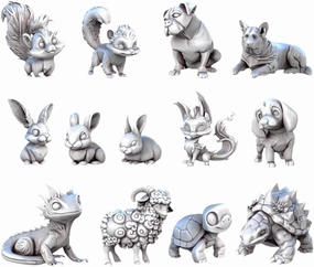 Unpainted DND Animals 4 Miniature Scenery, Tabletop Gaming Collectible, Fantasy World, Ideal Gift for Dungeon Masters and Collectors