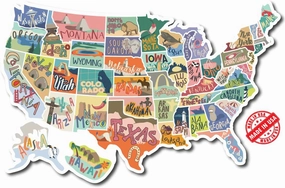 US States Map Travel Tracker Sticker Set | 16 x 10 inch Total Size | 50 State Stickers | United States Adventure Decals | Scrap Book RV Car or Truck | Road Trip States Visited USA | Vinyl North