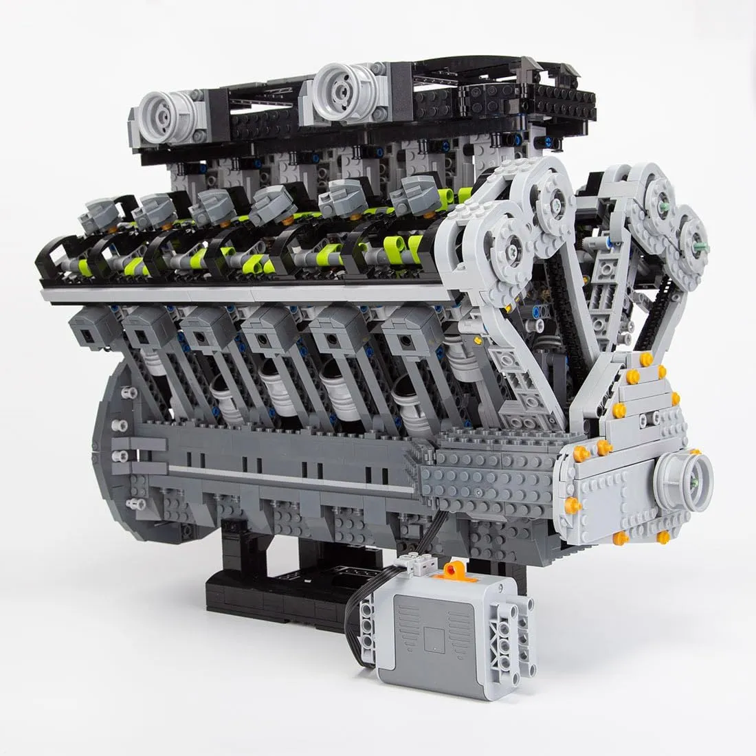 V12 MOC Engine Modular Building Bricks That Works, 6.5L Quad Cam 60° Mid Speed Engine, Build Your Own Mini Engine, MOC Engine Designed by Ronald Tewes - 3679 Pieces