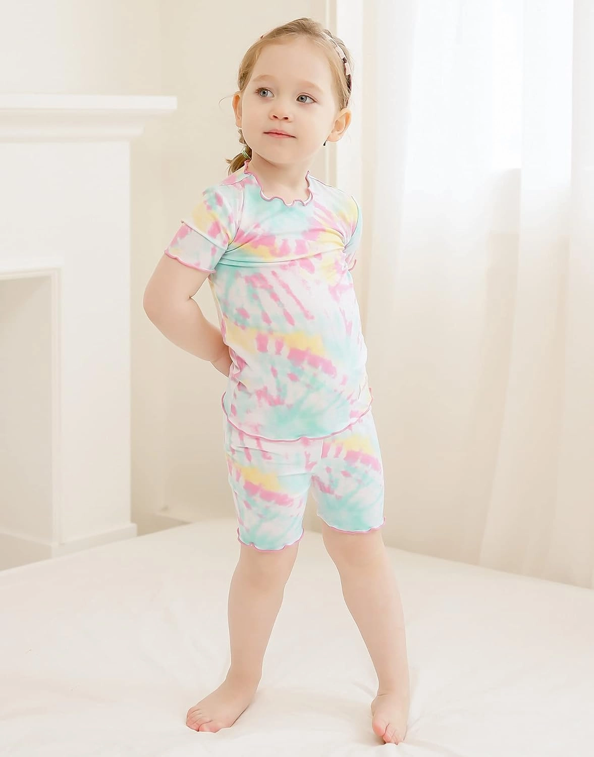 VAENAIT BABY Infant Toddler Kids Junior Soft Bamboo Pajamas Tie Dye Short Summer Pjs 2pcs Set 6M-12Y