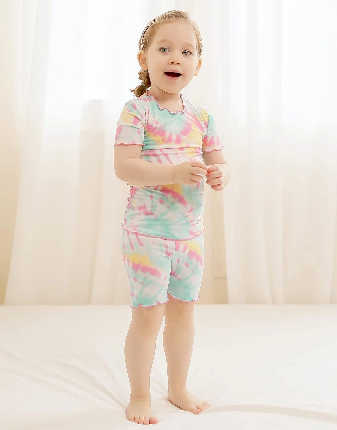 VAENAIT BABY Infant Toddler Kids Junior Soft Bamboo Pajamas Tie Dye Short Summer Pjs 2pcs Set 6M-12Y