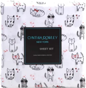 Valentine's Day Sheet Set (Cats and Hearts, Full)