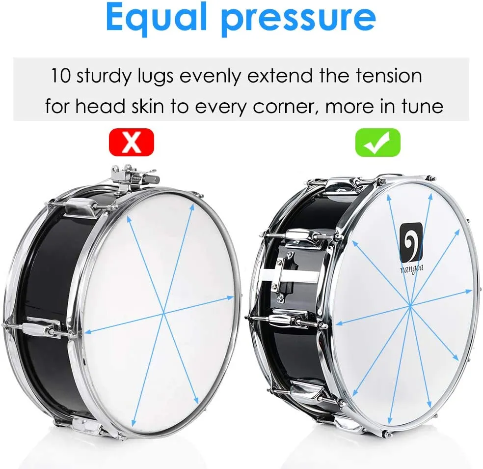 Vangoa Snare Drum Set for Kids 14 Inch 10 Lugs