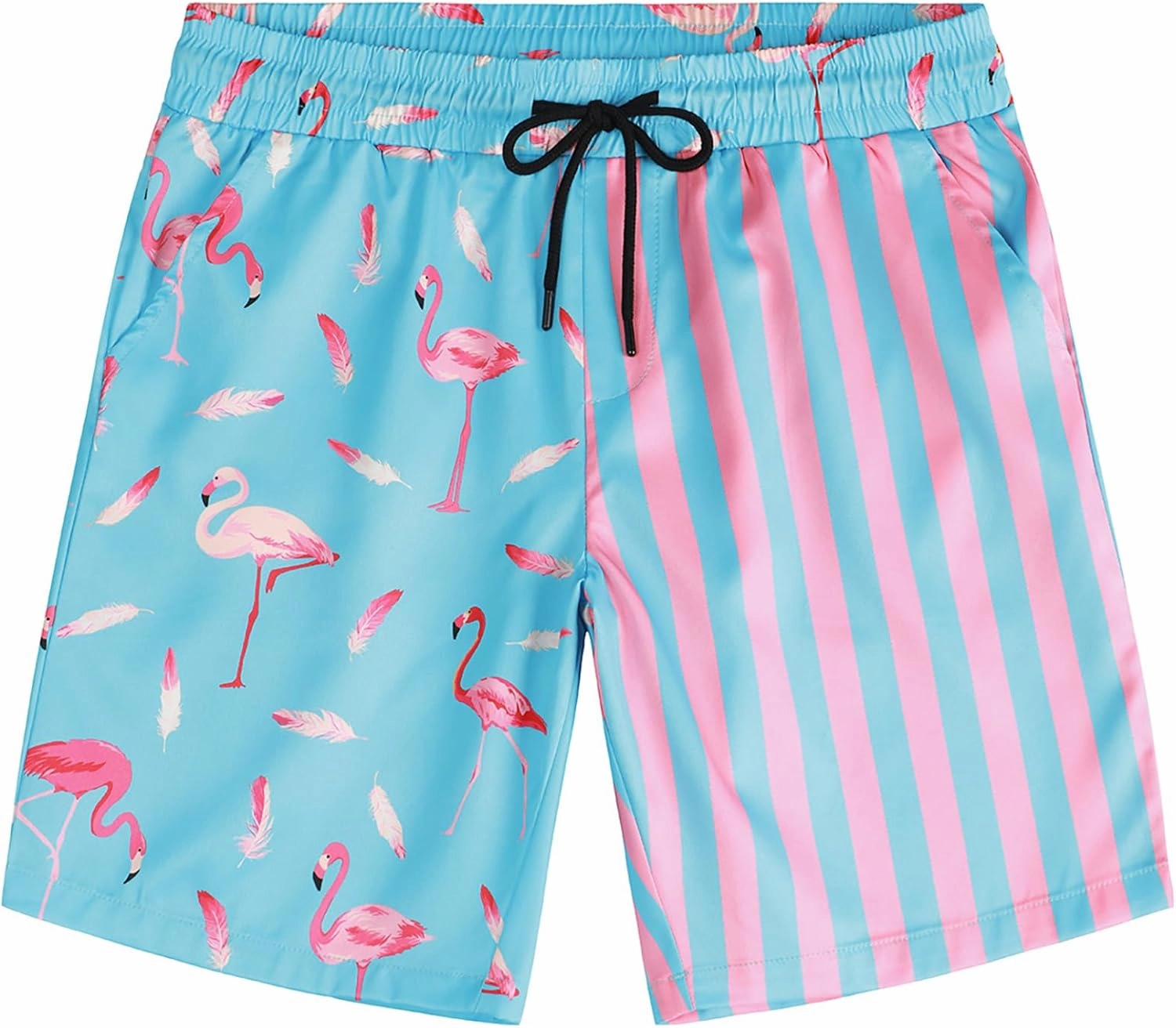 VATPAVE Mens Flamingo Hawaiian Sets Casual Short Sleeve Button Down Shirts Beach Outfits