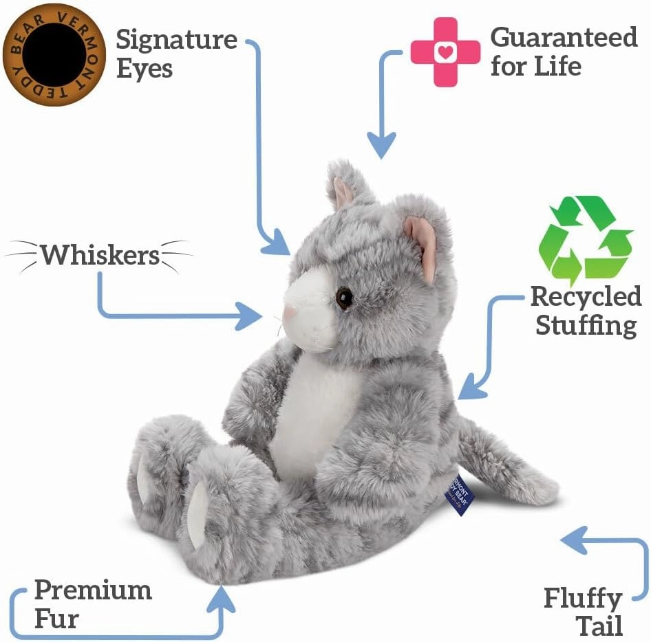 Vermont Teddy Bear Stuffed Kitten - Oh So Soft Kitty Cat Stuffed Animal, Plush Toy, Gray, 18 Inch