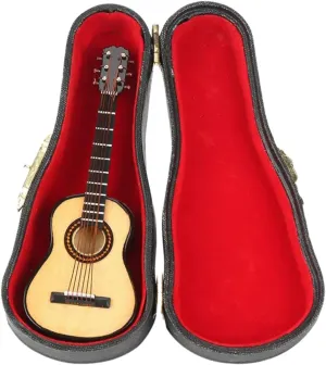 VICASKY 10cm Mini Musical Instruments Model Guitar Wooden Guitar Toy Musical Toy for Boys and Girls Birthday Present Home Decor