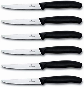 Victorinox Swiss Classic 6-Piece Steak Set (4½" Spear Point Serrated) Black, 4.25 x 0.5 x 0.5 inches, Multicolor
