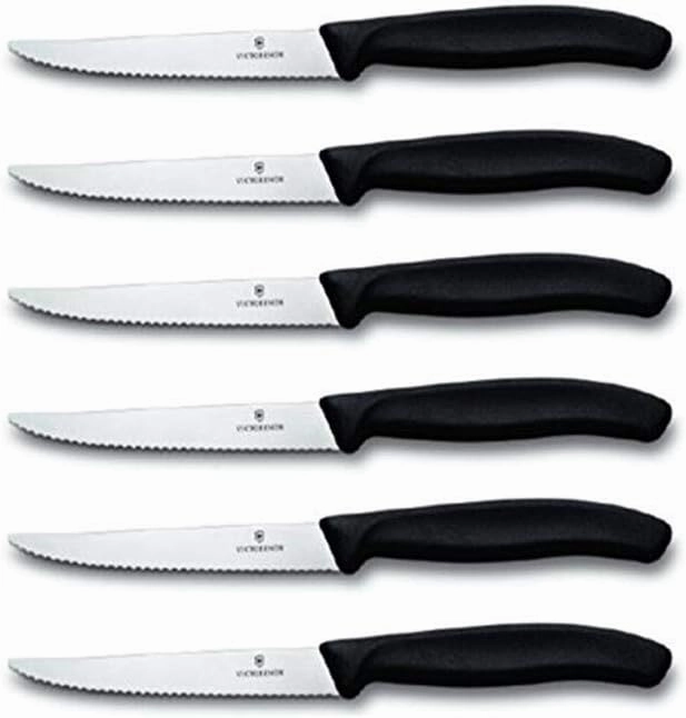 Victorinox Swiss Classic 6-Piece Steak Set (4½" Spear Point Serrated) Black, 4.25 x 0.5 x 0.5 inches, Multicolor