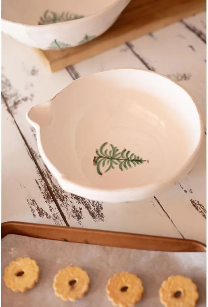 Vietri Lastra Holiday Small Mixing Bowl - Handmade Stoneware Baking & Cooking Prep Dish, 32 oz
