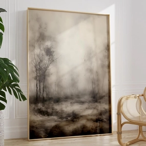 Vintage Forest Prints Landscape Canvas Wall Art Neutral Picture Abstract Painting Nature Wall Art for Home Decor 16x24inch No Frame