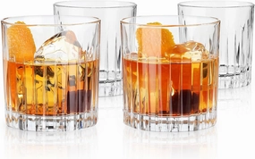 Viski Reserve Milo Crystal Rocks Glasses Old Fashioned Glass- European Crafted Rocks Glasses, Bourbon, Whiskey Glass and Liquor Gift Ideas Set of 4