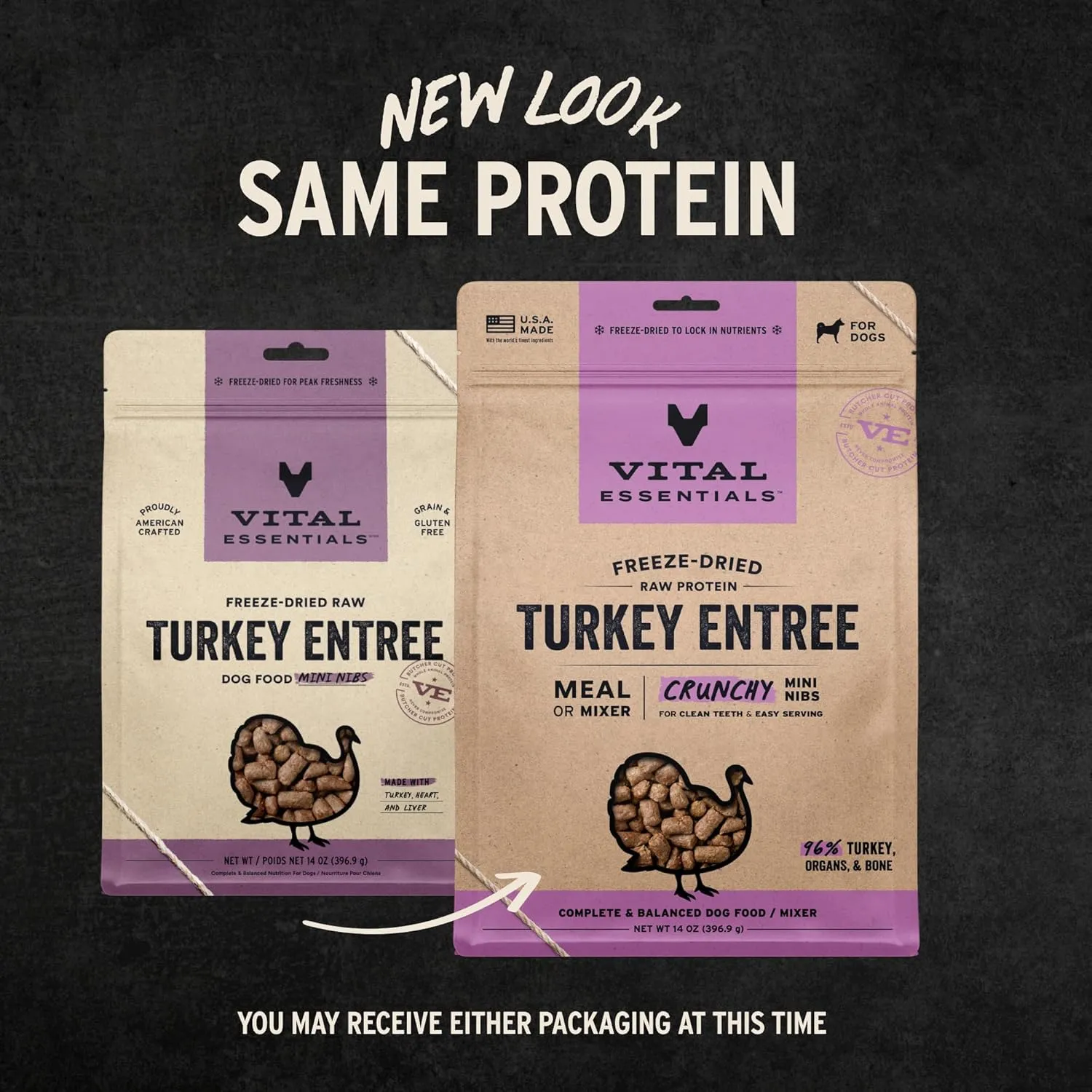 Vital Essentials® Freeze-Dried Raw Turkey Entree & Mixer Dog Food Crunchy Mini Nibs, 14 oz