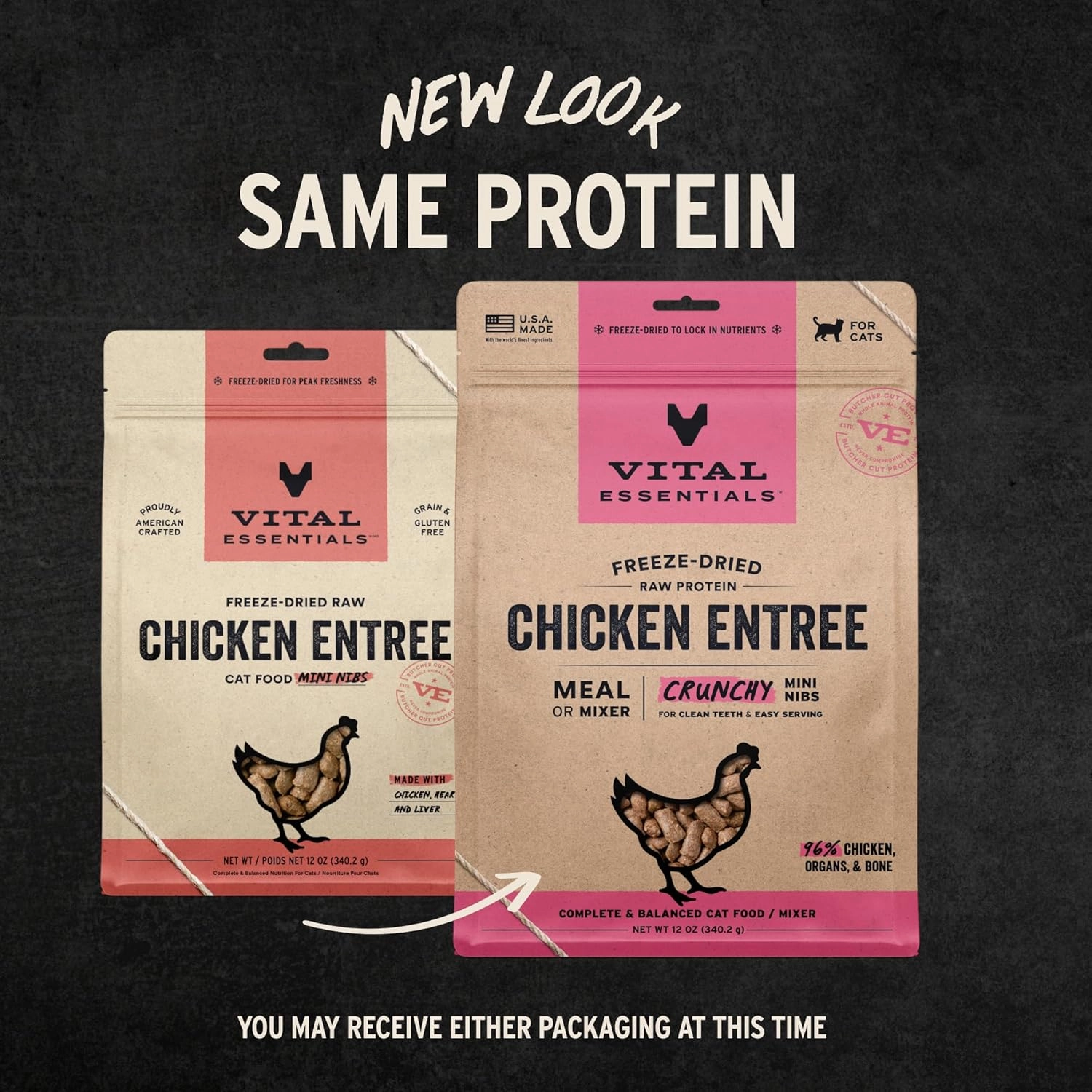 Vital Essentials® Freeze-Dried Raw Chicken Entree & Mixer Cat Food Crunchy Nibs, 12 oz
