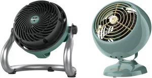 Vornado EXO51 Heavy Duty Air Circulator Shop Fan with IP54 Rated Dustproof and Water-Resistant Motor, Green, CR1-0389-17 & VFAN Mini Classic Personal Vintage Air Circulator Fan, Green