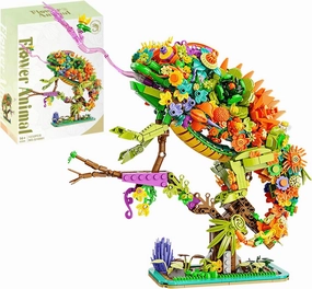 Vziimo Animal Floral Building Set, Flowers & Animals Botanical Collectible Model Kit, Creator Chameleon Toys, Ideas Gifts for Adults, Women, Men, Teens Age 12  (1232 Pieces)