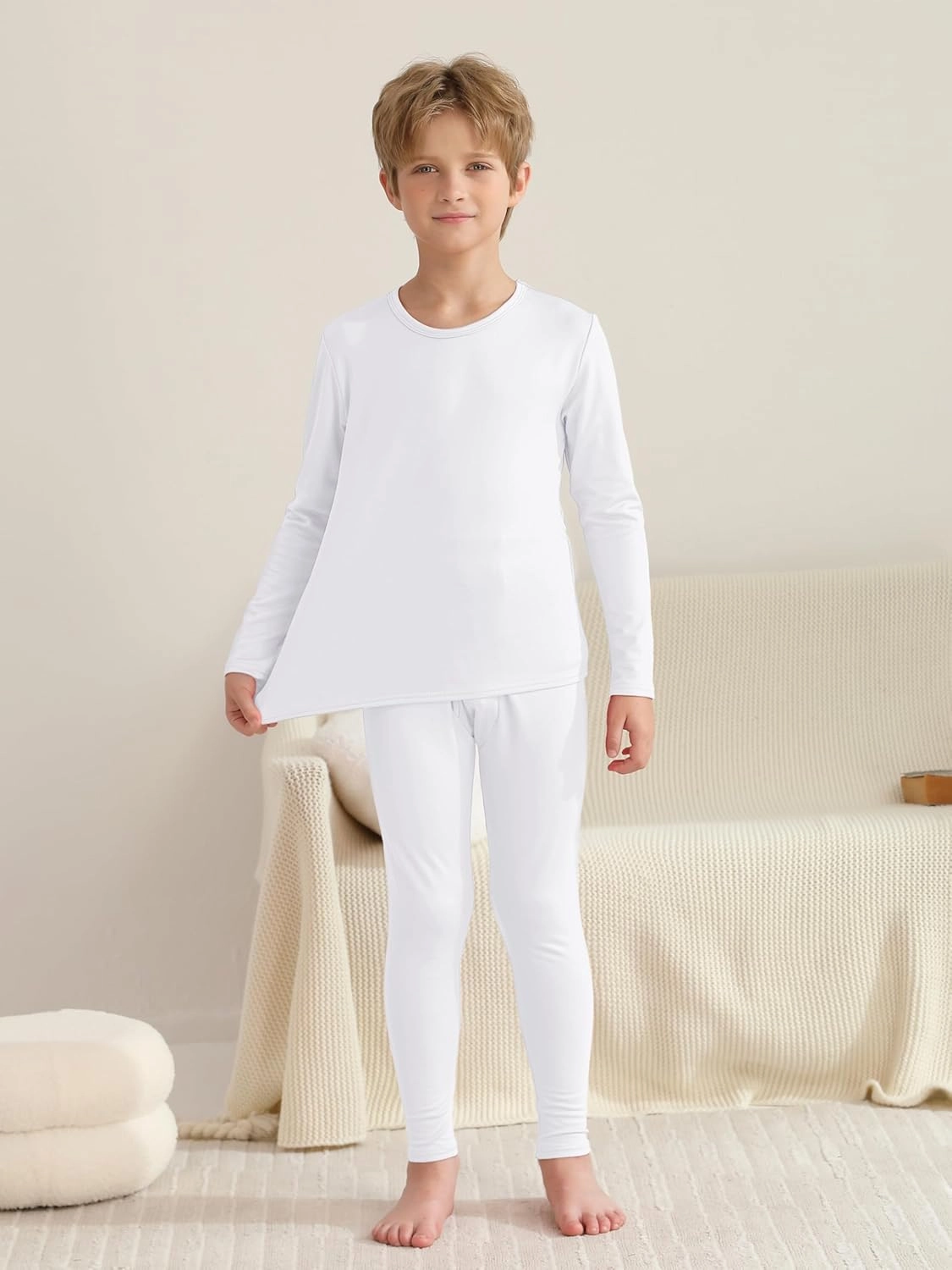 VZV 5 Set Boys Thermal Underwear Set, Kids Thermal Base Layer Fleece Lined Underwear Long Johns for Boys