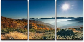 wall26 Canvas Print Wall Art Set On Top of Mountain Forest Valley in Autumn Nature Wilderness Photography Realism Rustic Scenic Colorful Multicolor for Living Room, Bedroom, Office - 16"x24"x3 Panels