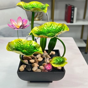 Water Fountain Indoor Waterfall Fountain Tabletop Fountain Lotus Desk Fountains mall Water Fountain Indoor Mini Waterfall Waterfall Iron Home Decor for Office Decoration