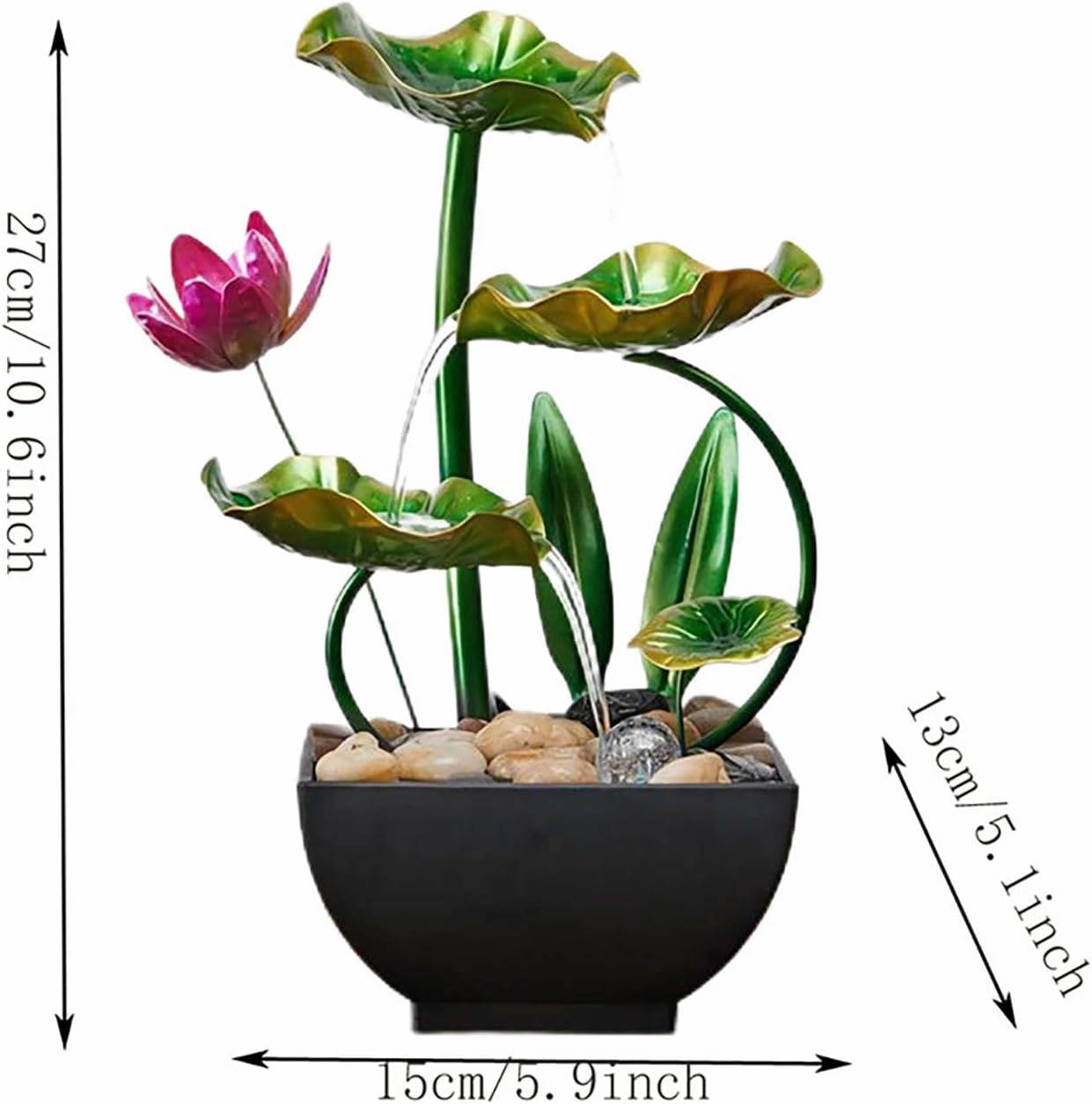 Water Fountain Indoor Waterfall Fountain Tabletop Fountain Lotus Desk Fountains mall Water Fountain Indoor Mini Waterfall Waterfall Iron Home Decor for Office Decoration