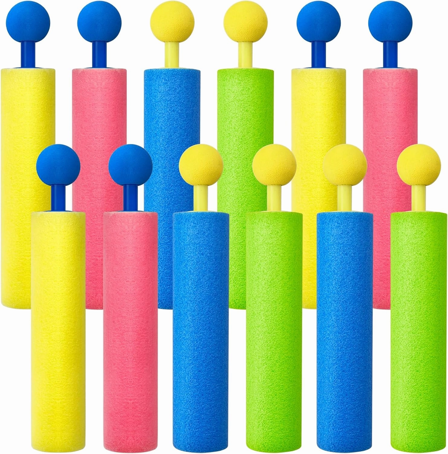 Water Gun,12 Pack Water Soaker Blaster Guns,Colorful Foam Shaft Squirt Guns for Swimming Pool,Beach,Summer Party,Outdoor Water Activities,Summer Water Fighting Toys for Boys Girls