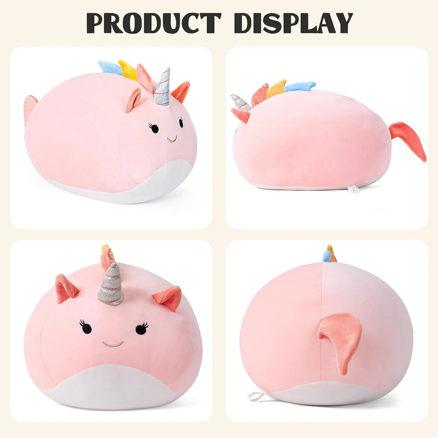 Wepop Unicorn Stuffed Animal Plush Toys, 20 in Cute Unicorn Plush Throw Pillows Soft & Cuddly Plushies Dolls Gifts for Girls Boys