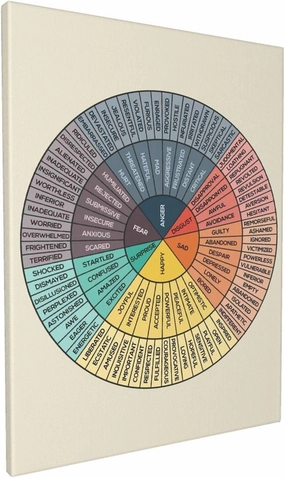 Wheel Of Emotions Wall Art Decor Canvas Print Picture Framed Artwork Ready To Hang For Bedroom Home Living Room Wall Decoration 12x16in