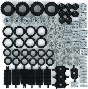 Wheels and Axles Building Blocks Set, Vehicle Truck Tires Compatible with Classic Bricks Car Parts