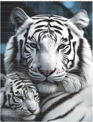 White Tiger Building Block Puzzle Personalized Building Bricks for Adults Square Shaped Block Puzzle Building Brick Block Puzzles Valentine's Day Gifts for Home Decor Brick Puzzle